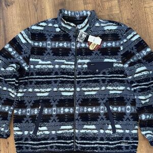 RAFTER Men's Patterned Fleece Sweater - Blue and Black